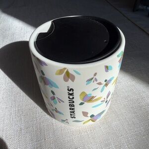 Starbucks Floral Ceramic Tumbler with Black Lid 8 fl oz